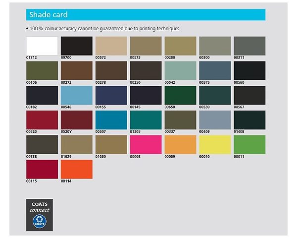 coats connect shade card